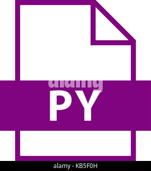 Use it in all your designs. Filename extension icon PY Python Script file in flat style. Quick and easy recolorable shape. Vector illustration Stock Vector
