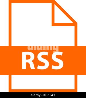 Use it in all your designs. Filename extension icon RSS Rich Site Summary or Really Simple Syndication in flat style. Quick and easy recolorable shape Stock Vector