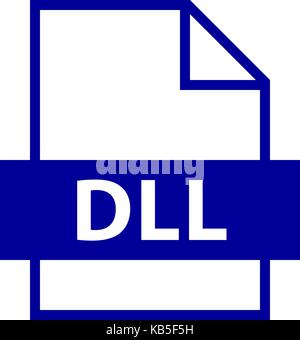 Use it in all your designs. Filename extension icon DLL Dynamic Link Library in flat style. Quick and easy recolorable shape. Vector illustration Stock Vector