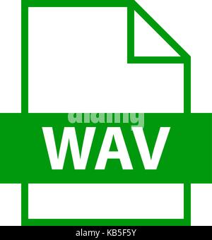 Use it in all your designs. Filename extension icon WAV or WAVE Waveform Audio File Format in flat style. Quick easy recolorable vector illustration Stock Vector