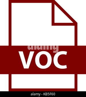 Use it in all your designs. Filename extension icon VOC Creative Voice File in flat style. Quick and easy recolorable shape. Vector illustration Stock Vector
