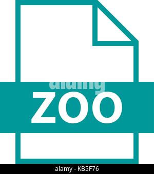 Use it in all your designs. Filename extension icon ZOO LZW compression algorithm in flat style. Quick and easy recolorable shape. Vector illustration Stock Vector