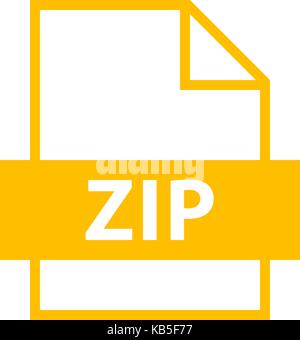 Use it in all your designs. Filename extension icon ZIP archive file format in flat style. Quick and easy recolorable shape. Vector illustration Stock Vector
