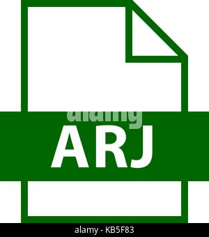 Use it in all your designs. Filename extension icon ARJ Archived by Robert Jung in flat style. Quick and easy recolorable shape. Vector illustration Stock Vector