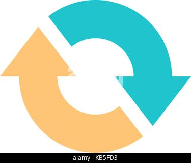 Colored arrows reload, refresh, rotation, loop, repetition, reset etc signs created in flat style. Vector illustration Stock Vector