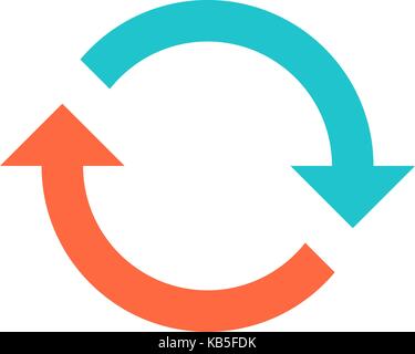 Colored arrows reload, refresh, rotation, loop, repetition, reset etc signs created in flat style. Vector illustration Stock Vector