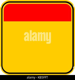 Use it in all your designs. Empty safety sign board. Sticker square-shaped painted in black, yellow, white and red colors. Stock Vector