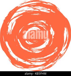 Red brushstroke in the form of a round. Ink sketch drawing created in handmade technique. Quick and easy recolorable vector illustration Stock Vector