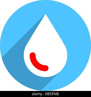 Use it in all your designs. White water or blood drop icon on circlular shape. Flat long shadow style. Vector illustration a graphic element Stock Vector