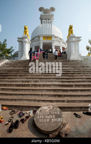 Buddhist Peace Pagoda, built in the 1970s by the Japanese Sangha and Kalinga Nippon Buddha Sangha, Dhauli, Odisha, India, Asia Stock Photo