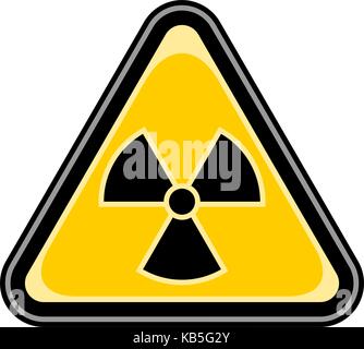 Use it in all your designs. Quick and easy recolorable vector illustration. Yellow and black triangular sticker with ionising radiation sign. Stock Vector