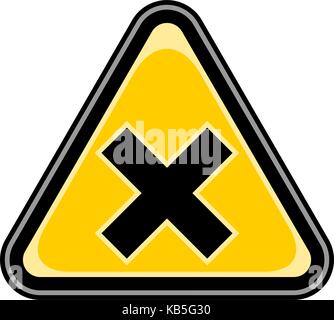 Use it in all your designs. Quick and easy recolorable vector illustration. Yellow and black triangular sticker with mark irritant sign. Stock Vector