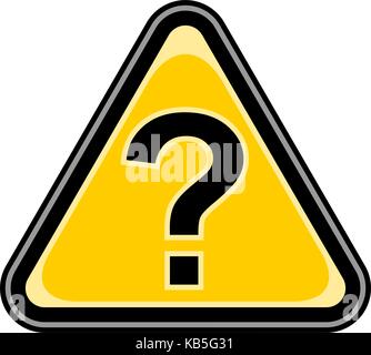 Use it in all your designs. Quick and easy recolorable vector illustration. Yellow and black triangular sticker with question mark sign. Stock Vector