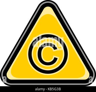 Use it in all your designs. Quick and easy recolorable vector illustration. Yellow and black triangular sticker with copyright sign. Triangle hazard Stock Vector