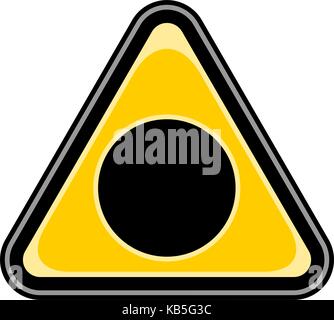 Use it in all your designs. Quick and easy recolorable vector illustration. Yellow and black triangular sticker with black hole sign. Triangle hazard Stock Vector