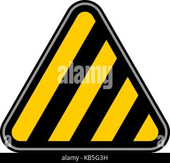 Use it in all your designs. Quick and easy recolorable vector illustration. Triangle hazard, attention, warning, danger sign with diagonal stripes Stock Vector