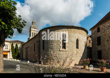 The 10th century St. Eutrope church, Dropt Valley village, Allemans-du-Dropt, Lot-et-Garonne, France Stock Photo