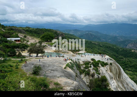 Hierve El Agua, a set of natural rock formations in the Mexican state of Oaxaca, Mexico, which resemble a waterfall. Stock Photo