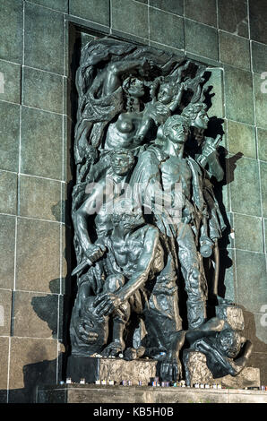 Warsaw Ghetto Heroes Monument commemorates Jewish fighters who were killed during the Ghetto Uprising 18 April-16 May 1943 - Warsaw, Poland. Stock Photo