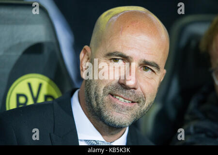 Dortmund, Deutschland. 26th Sep, 2017. Trainer Peter BOSZ (DO), Fussball Champions League, Gruppenphase, Gruppe H, Borussia Dortmund (DO) - Real Madrid CF (Real) 1:3, am 26.09.2017 in Dortmund/ Germany. |usage worldwide Credit: dpa/Alamy Live News Stock Photo