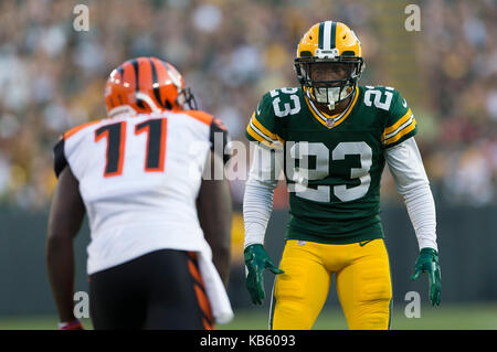 September 24, 2017: Green Bay Packers wide receiver Davante Adams #17 walks  off the field after the NFL Football game between the Cincinnati Bengals  and the Green Bay Packers at Lambeau Field