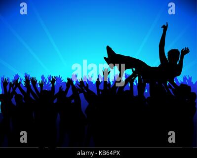 Silhouetted Crowd At A Concert Stock Vector