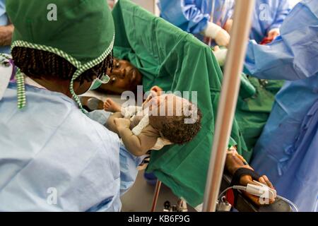 Serabu is located in the southeast of Sierra Leone the hospital is the only medical facility for thousands of people Pictured January/February 2017 | usage worldwide Stock Photo