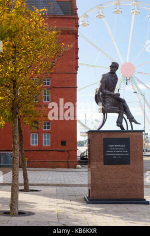 Statue of Welsh Playwright, composer and actor Ivor Novello, outside Wales Millennium Centre, Cardiff bay, Wales, UK Stock Photo