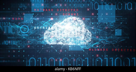 interface against cloud and malware detected on binary background Stock Photo