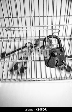 Keys locked inside a cage, a freedom of speech concept Stock Photo