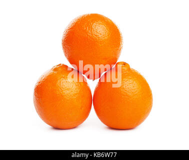 Three oranges isolated on a white background Stock Photo
