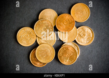 Indian currency coins Stock Photo