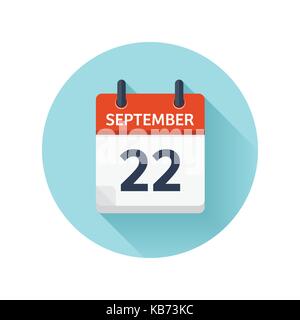 September 22. Vector flat daily calendar icon. Date and time, day, month 2018. Holiday. Season. Stock Vector