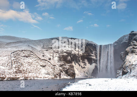 Skógafoss waterfall on the south coast of Iceland Stock Photo