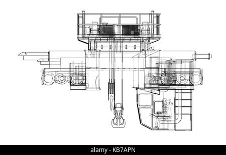 Overhead crane sketch. Vector Stock Vector