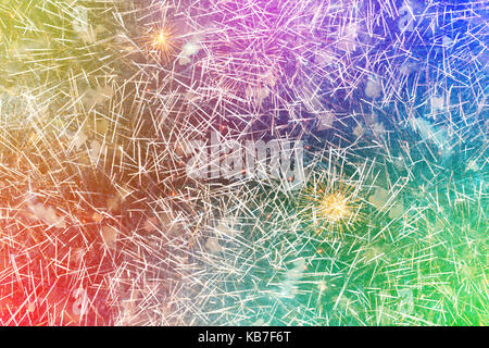 Colorful fireworks against dark sky Stock Photo