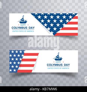 Happy Columbus Day. The trend calligraphy. Vector illustration on white background. Great holiday gift card. Stock Vector