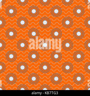 Japanese circles pattern in blue and orange colors. Stock Vector