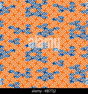 Japanese pattern in blue and orange colors. Stock Vector