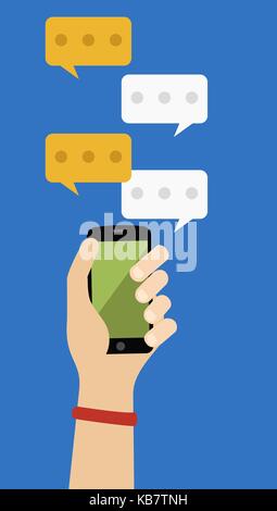 social phone chat concept, blue background Stock Vector