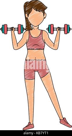 woman athlete weight lifting avatar vector illustration design Stock Vector