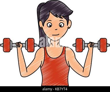 woman athlete weight lifting avatar vector illustration design Stock Vector