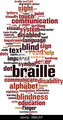 Braille word cloud concept. Vector illustration Stock Vector