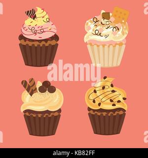 tasty cupcakes and muffins Stock Vector
