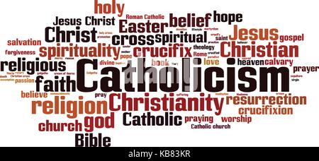 Catholicism word cloud concept. Vector illustration Stock Vector