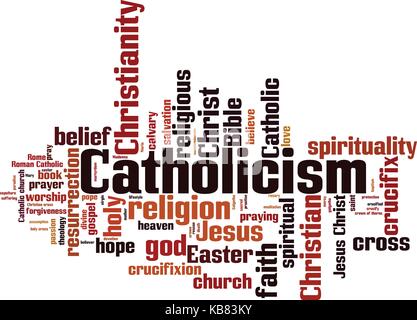 Catholicism word cloud concept. Vector illustration Stock Vector