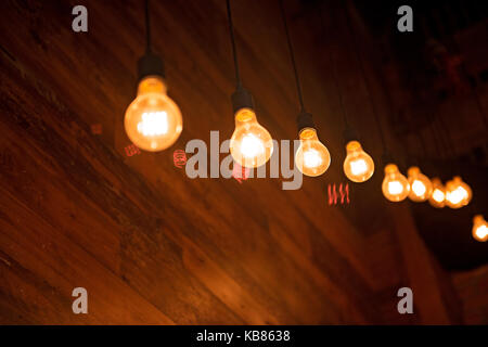 Light bulbs in a trendy bar Stock Photo