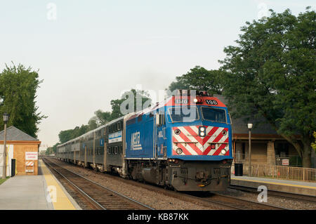 METRA passenger train at Stone Avenue, Chcago, Illinois, USA Stock Photo