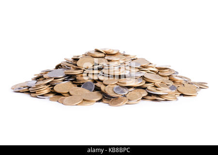 Heap of ukrainian coins isolated on white background Stock Photo