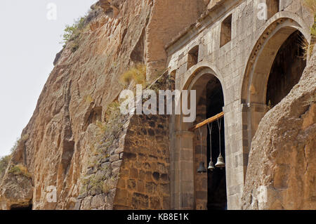 Bells of monastery in Vardzia rock city, Georgia Stock Photo